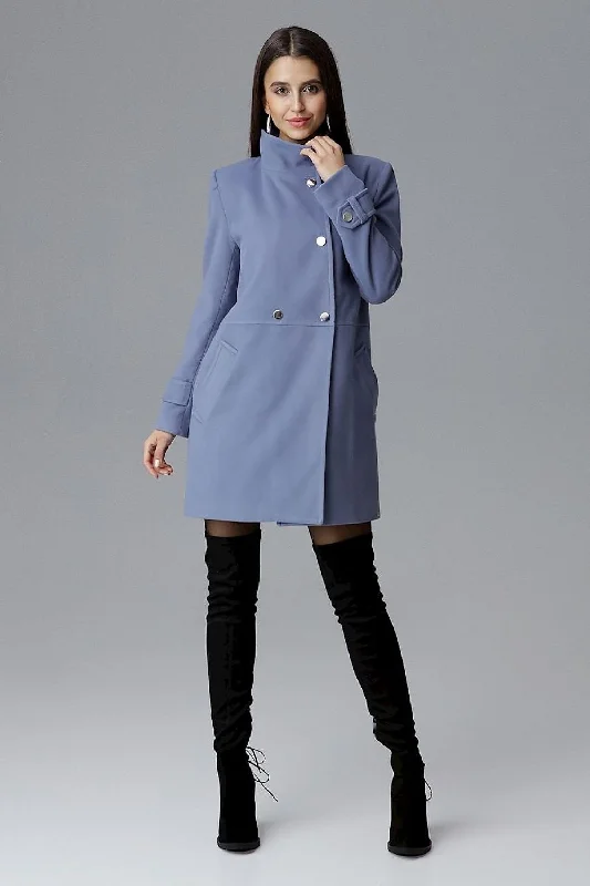 Limited Stock Classic, double-breasted coat with a stand-up collar Figl