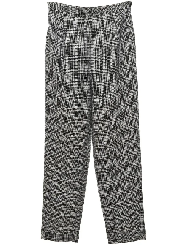 fashion-forward coatGrey, Black & White Dogtooth Trousers - W28 L30