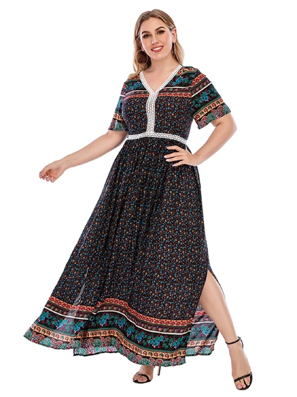 Extra Savings flowy maxi dressKittenAlarm - Plus size Lace Trimmed Maxi Dress