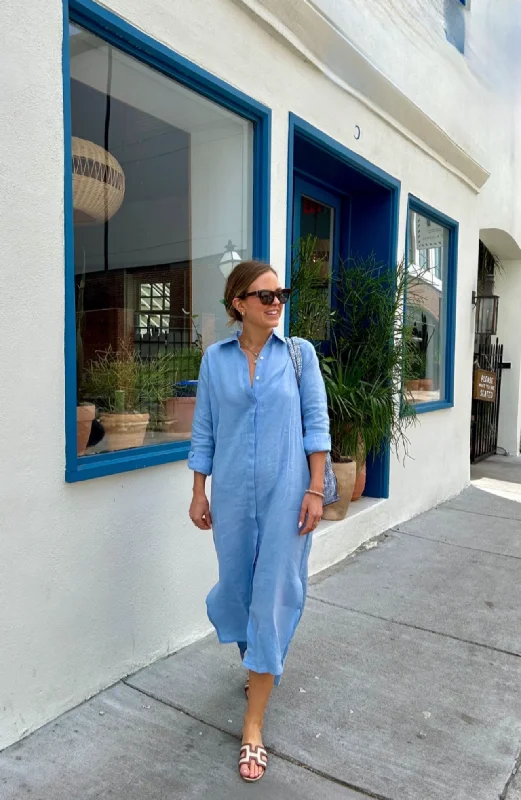 Mega Deal Elizabeth Maxi Dress Sky Blue Linen