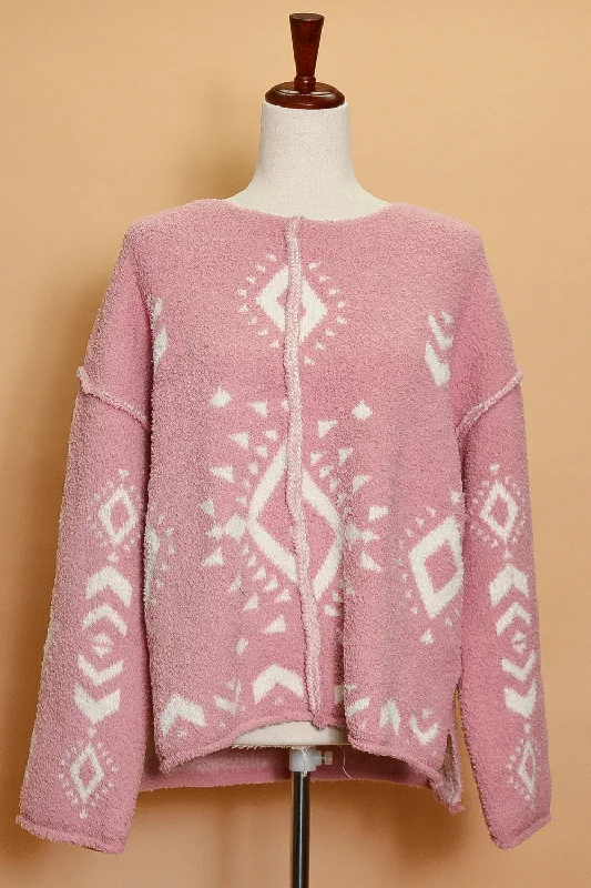 fitted coatMauve Tribal Exposed Seam Sweater