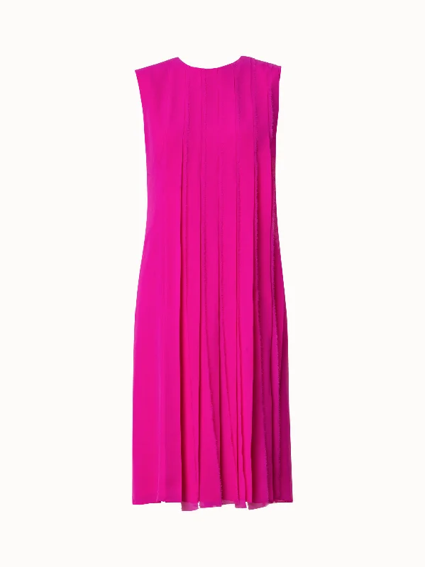 Factory Direct Sale long-sleeve floral dressSilk Georgette Pleated Dress