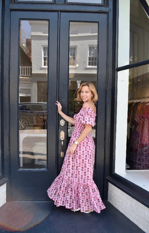 Super Sale Paloma Maxi Dress Pink Red Floral
