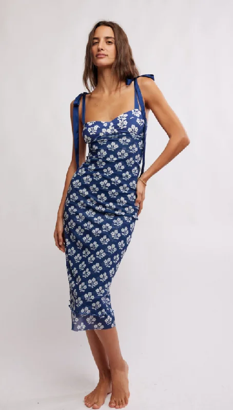 Big Discounts party dressPrinted Got Glam Blue Slip Dress by Free People