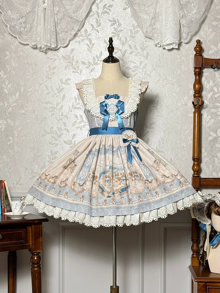 lace dressAlice Girl~Sea Salt Fairytale~Sweet Lolita JSK Doll-like Lolita Printed Dress