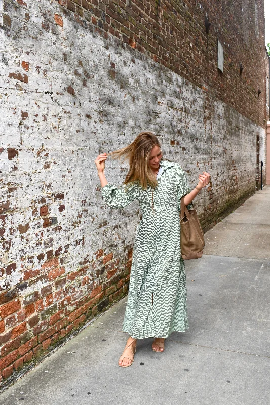 Mega Sale Kelly Maxi Dress Green Chevron