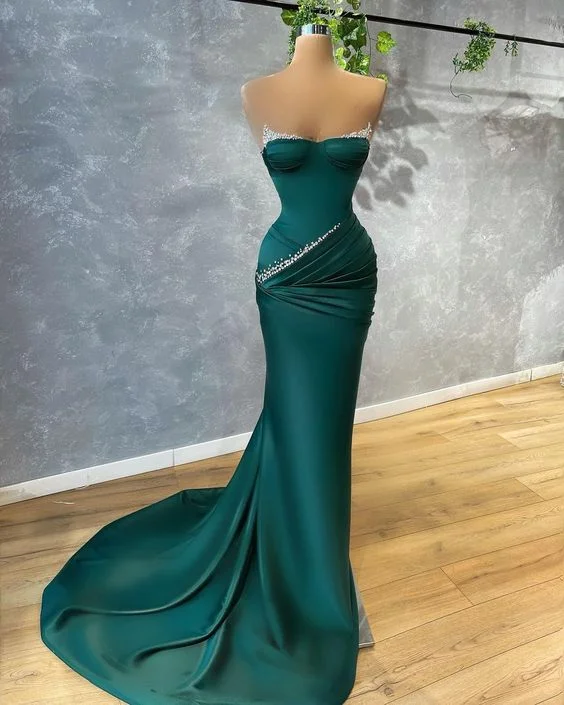 fitted dressGreen Beaded Long Evening Prom Dress Y162