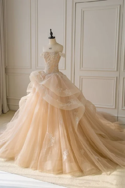 t-shirt dressOff The Shoulder Light Champagne Ball Gown Stunning Sweet 16 Dress Y450