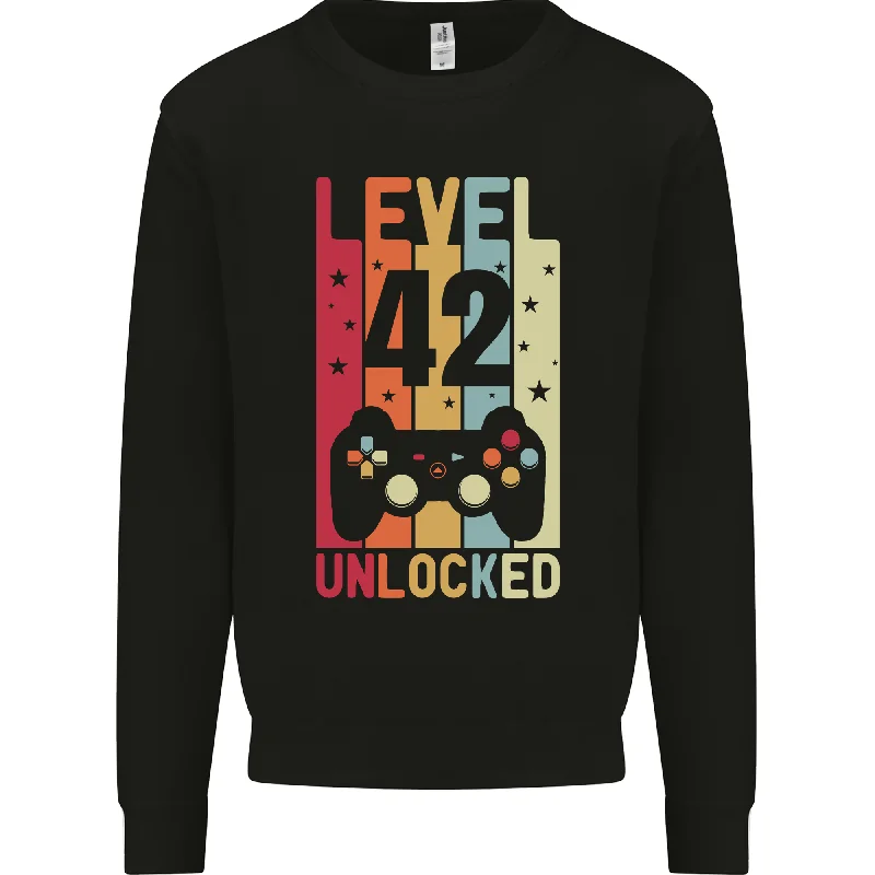 eco-friendly sports hoodie42nd Birthday 42 Year Old Level Up Gaming Men's Sweatshirt Jumper