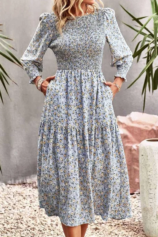 Special Discount floral wrap dressFLORAL PATTERN LONG SLEEVE DRESS