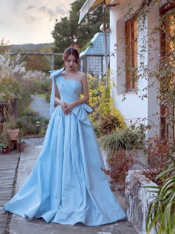Get It Before It’s Gone stylish party dressBlue Satin One Shoulder A-Line Evening Party Dress Long Prom Dress,DP1710 Get It Before It’s Gone stylish party dressBlue Satin One Shoulder A-Line Evening Party Dress Long Prom Dress,DP1710