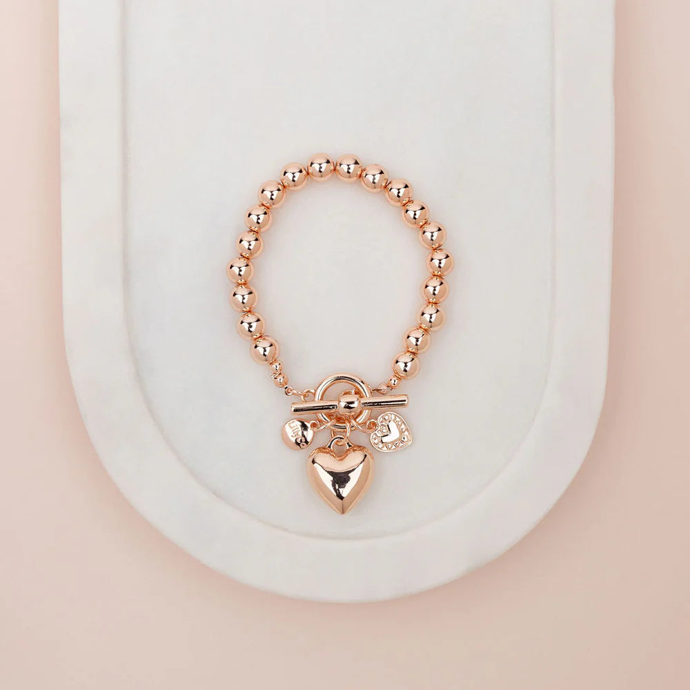 draped dressLimited Edition | Rose Gold Heart with Toggle Bracelet