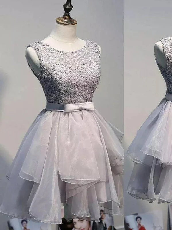 Super Savings Homecoming Dress Sexy Silver Lace-up Short Prom Dress Party Dress JK132