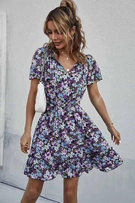 Closeout Sale casual shift dressPRINT LADY A LINE VACATION ONE PIECE