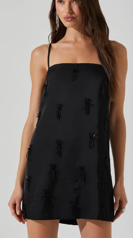 Value Deals draped dressBlack Mini Rhinestone Dress by ASTR the Label
