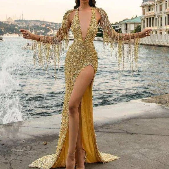 Fantastic Offers floral dressKittenAlarm - Aubrey Deep V Tassel Sleeve Maxi Sequin Dress Fantastic Offers floral dressKittenAlarm - Aubrey Deep V Tassel Sleeve Maxi Sequin Dress