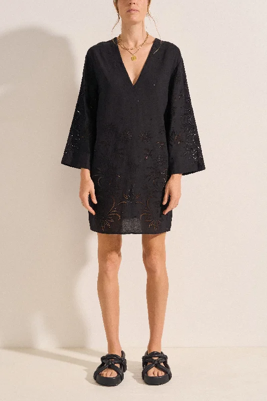Exclusive Deal party dressVenus Tunic Black Eyelet Linen Dress