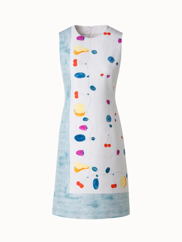Daily Deals printed dressCotton Silk Double-Face Sheath Dress with Fruits Print