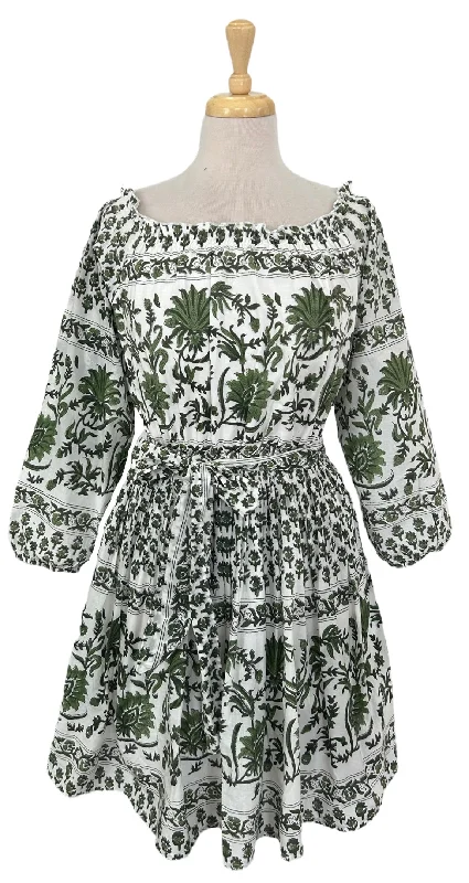 Get It Before It’s Gone Faye Belted Dress Green and White Floral