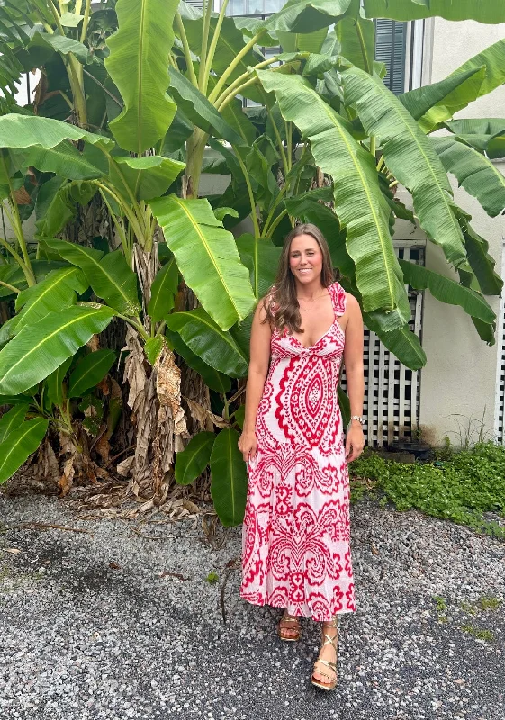 Price Drop Laura Maxi Dress Red Ikat Sale