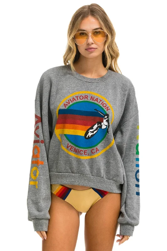 stylish athletic hoodieAVIATOR NATION RELAXED CREW SWEATSHIRT - HEATHER GREY