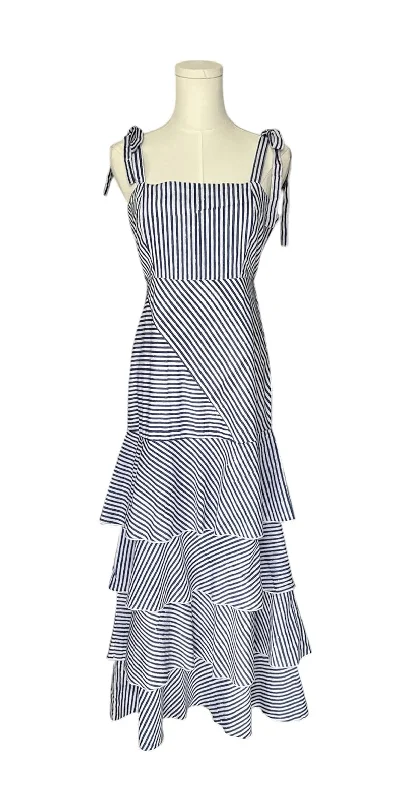 Amazing Deals Leighton Maxi Dress Blue Watercolor Stripe