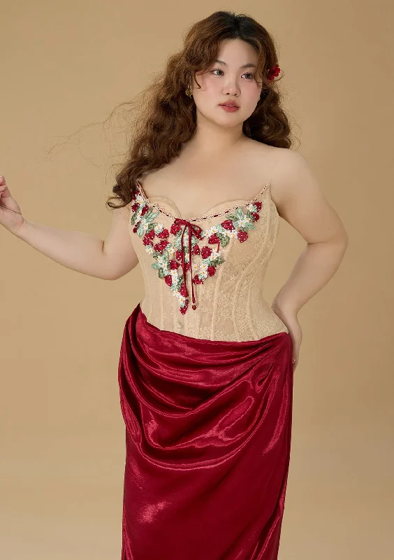 Warehouse Sale Curve & Plus Strawberry Pinot Noir Corset Dress