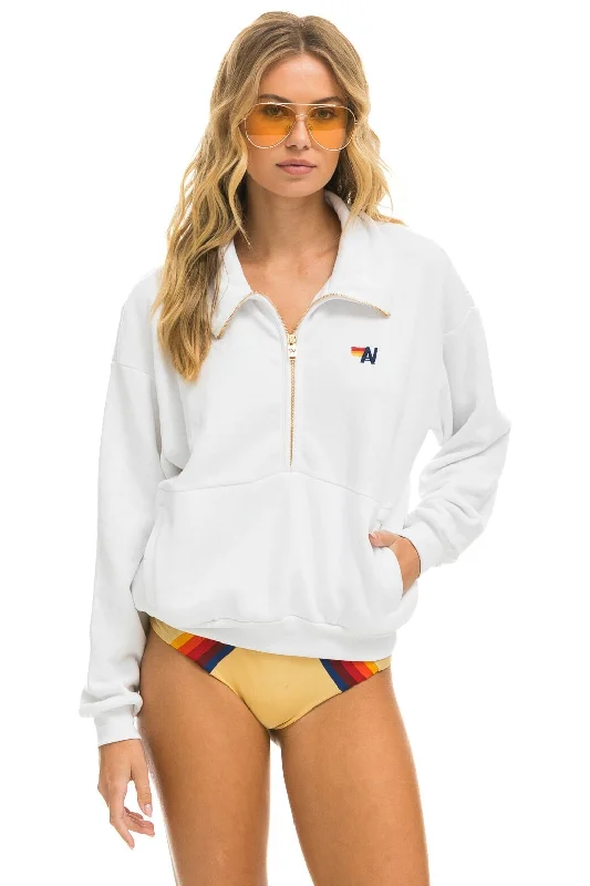 athletic casual sweatshirtLOGO EMBROIDERY HALF ZIP SWEATSHIRT - WHITE