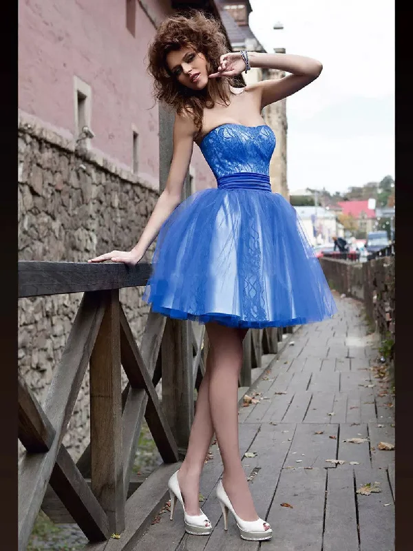 Closeout Sale Homecoming Dress Royal Blue Lace Short Prom Dress Party Dress JK127