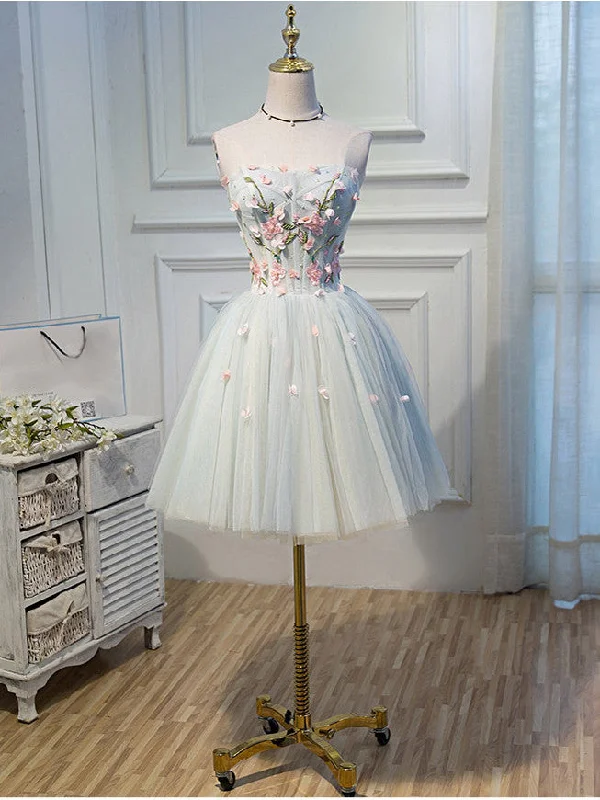 Referral Discount Homecoming Dress Sexy A-line Strapless Short Prom Dress Party Dress JK013
