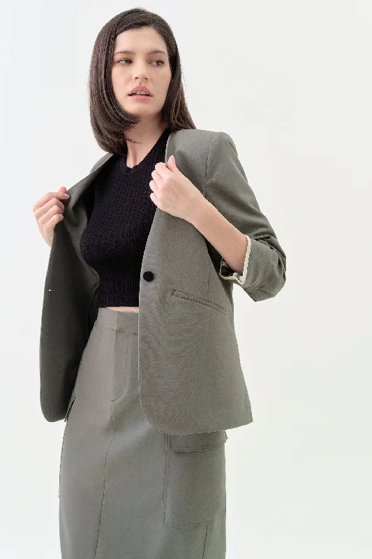 insulated jacketCollarless Relaxed Blazer - Sencha