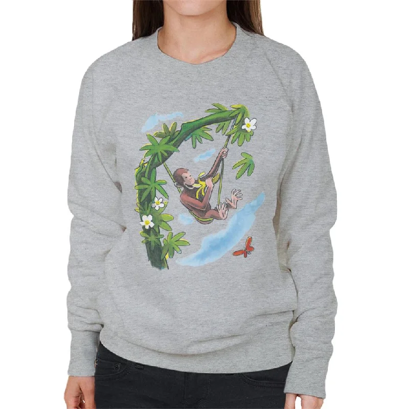 Stock Up and Save fashionable workout wearCurious George Vine Hammock And Banana Women's Sweatshirt Stock Up and Save fashionable workout wearCurious George Vine Hammock And Banana Women's Sweatshirt