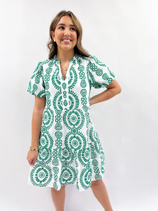 Bargain Blast puff sleeve dressGreen Emerson Dress