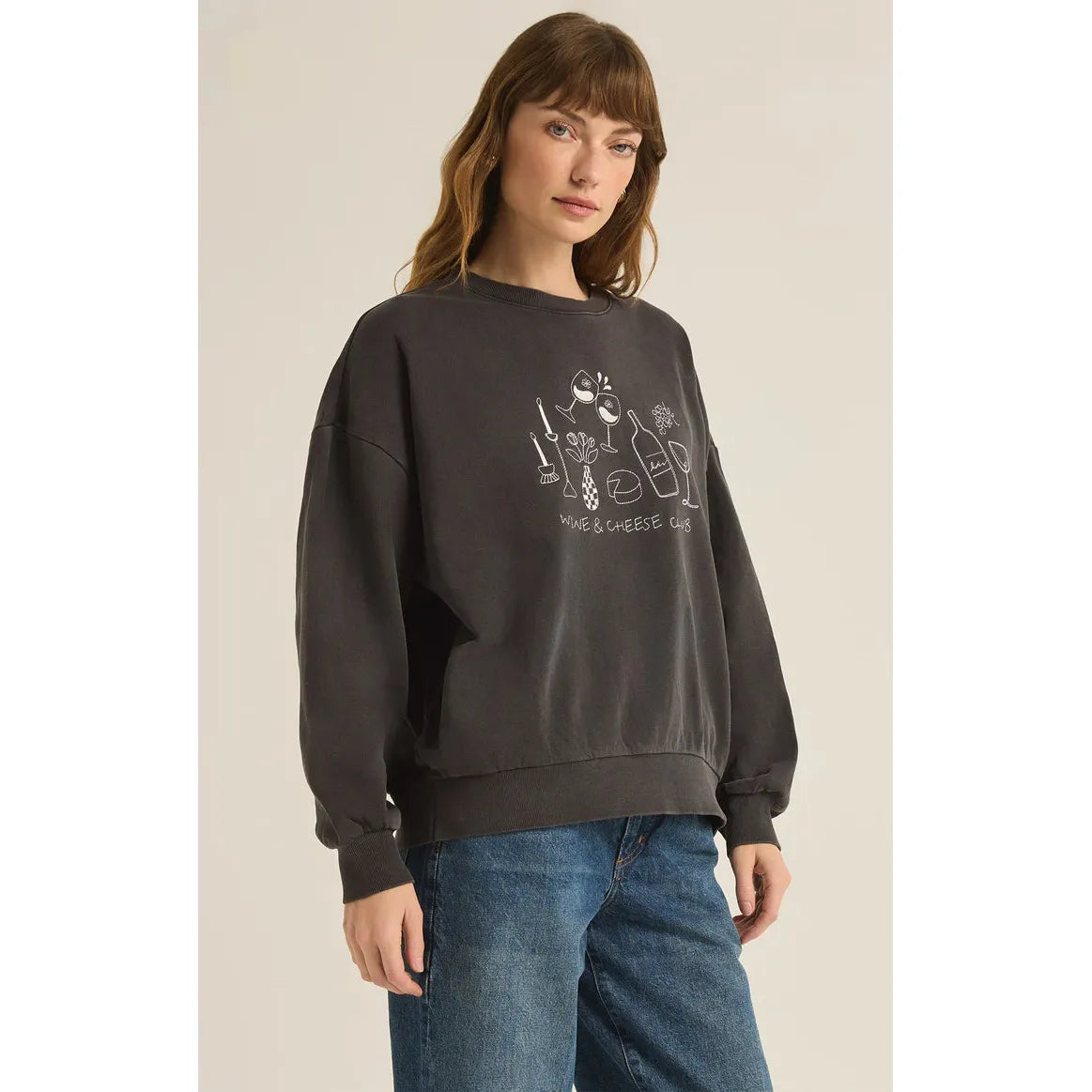 Clearance Sale soft athletic sweatshirtZ Supply Wine Club Sunday SweatShirt