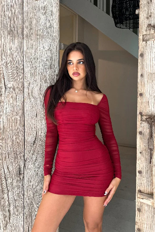 Hurry In summer floral dressCASEY DRESS - MAROON