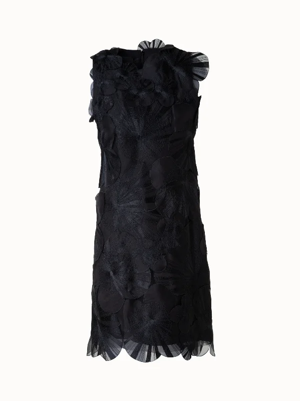Savings Galore wool dressShort Sheath Dress with Allover Poppy Organza Flowers