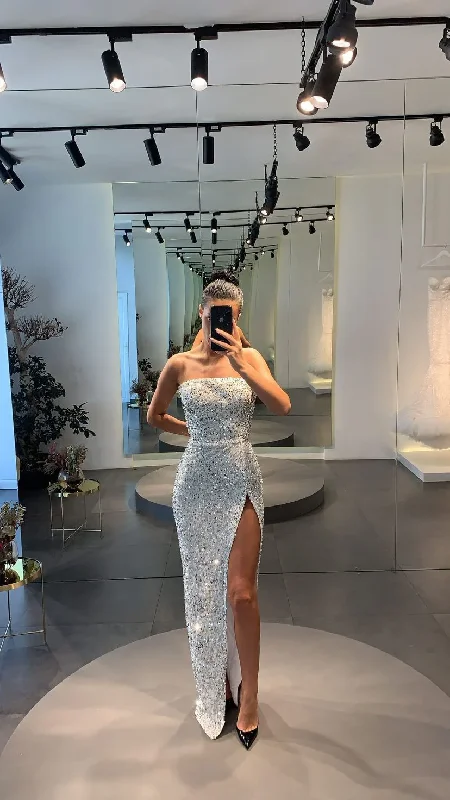 Epic Deals summer floral dressShiny Strapless Sequins Mermaid Long Prom Dress with Slit, DP2485 Epic Deals summer floral dressShiny Strapless Sequins Mermaid Long Prom Dress with Slit, DP2485