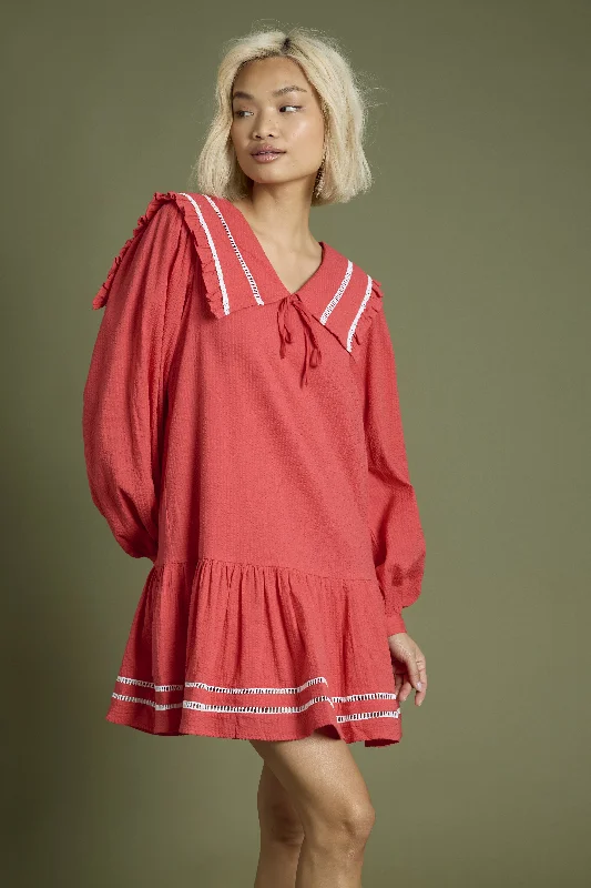 Limited Stock Wren Textured Collar Detail Mini Smock Dress