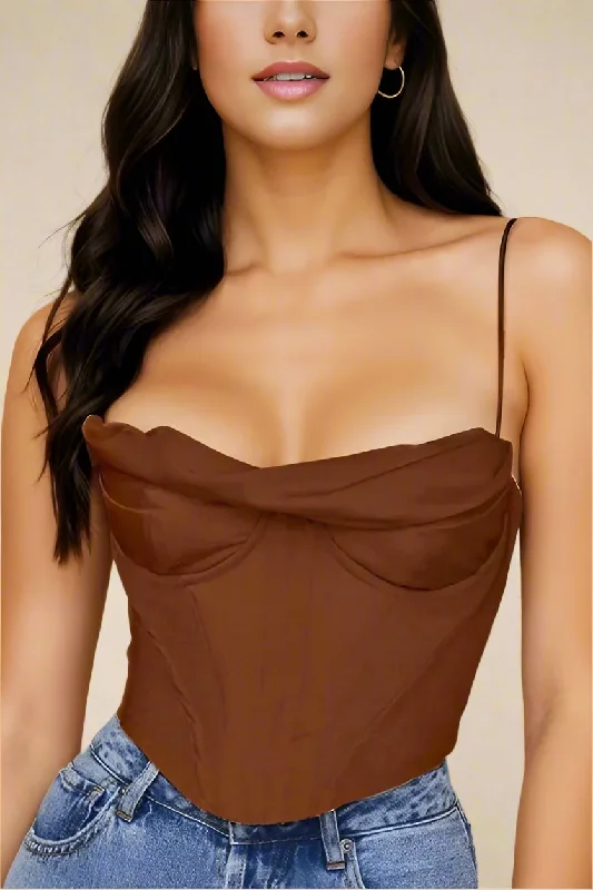 lace dressIndi Satin Crop Top - Tan Brown