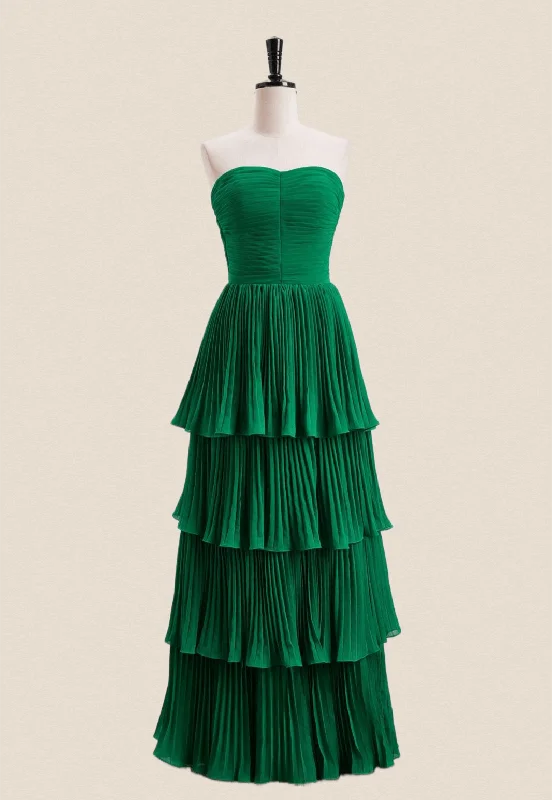 trendy dressEmerald Green Chiffon Ruffles Long Party Dress