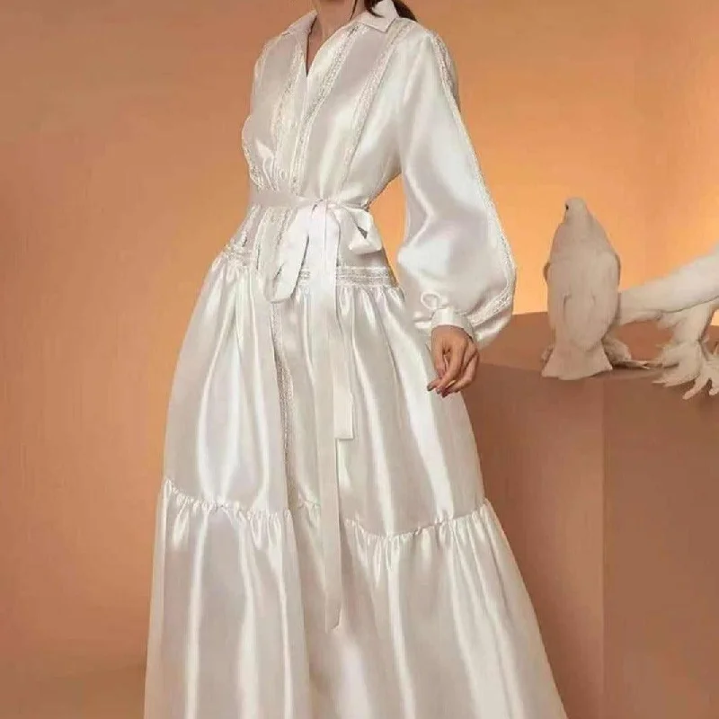 Clearance Event comfy dressKittenAlarm - Arianny Satin Belted Tie Dress