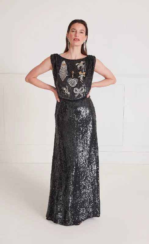 Super Deal Adalina Sequin Gown - Black