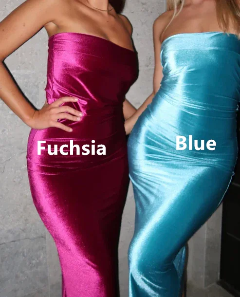 Warehouse Sale boho-chic dressCharming Fuchsia Strapless Velvet Sexy Sheath Long Party Dress, DP2404 Warehouse Sale boho-chic dressCharming Fuchsia Strapless Velvet Sexy Sheath Long Party Dress, DP2404
