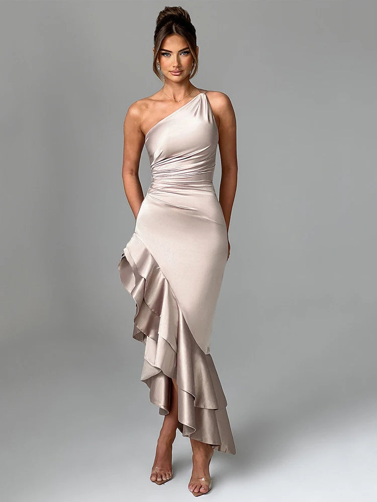 Price Slash chic dressMirella - Flattering one shoulder dress
