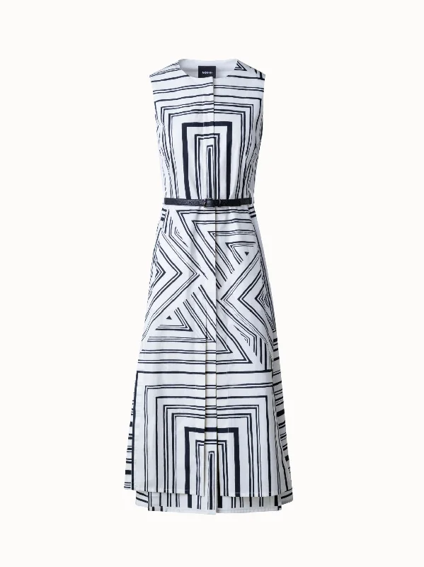 Friends and Family Sale ashionable dressCotton Midi Dress with Lizzi's Lines Print Friends and Family Sale ashionable dressCotton Midi Dress with Lizzi's Lines Print