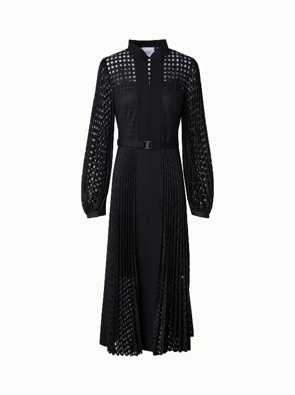 Discount Days spaghetti strap dressPlisse Midi Dress with Volume Sleeves