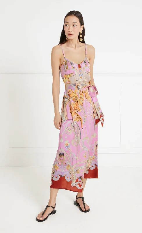 Online Specials Carline Print Slip Dress - Rose Pink