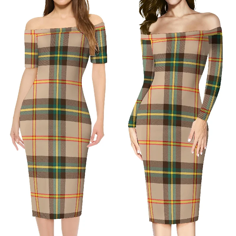 Value Deals Saskatchewan Province Canada Tartan Off Shoulder Lady Dress
