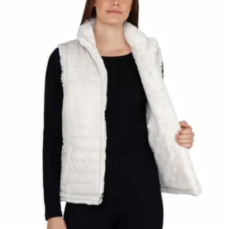 Factory Direct Sale Nicole Miller Women's Plus Reversible Cozy Quilted Faux Fur Insulated Puffer Vest