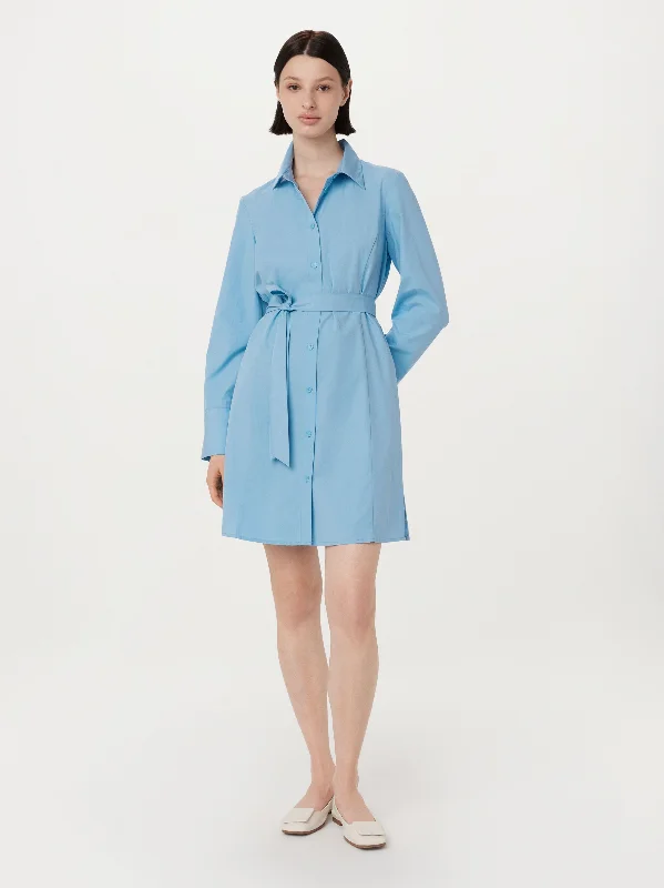 Exclusive Deal boho-chic dressThe Poplin Shirt Dress in Sky Blue